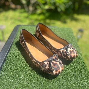 Tory Burch Animal Print Flats with Black Accents